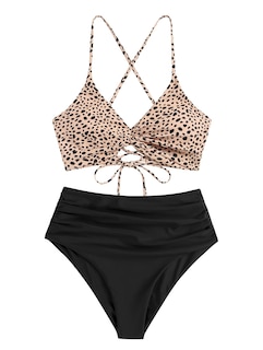 Foto 2 | Bikini Zaful Twist, Traje De Baño Con Cordones Cruzados De Cintura Alta Para Mujer - Venta Internacional.