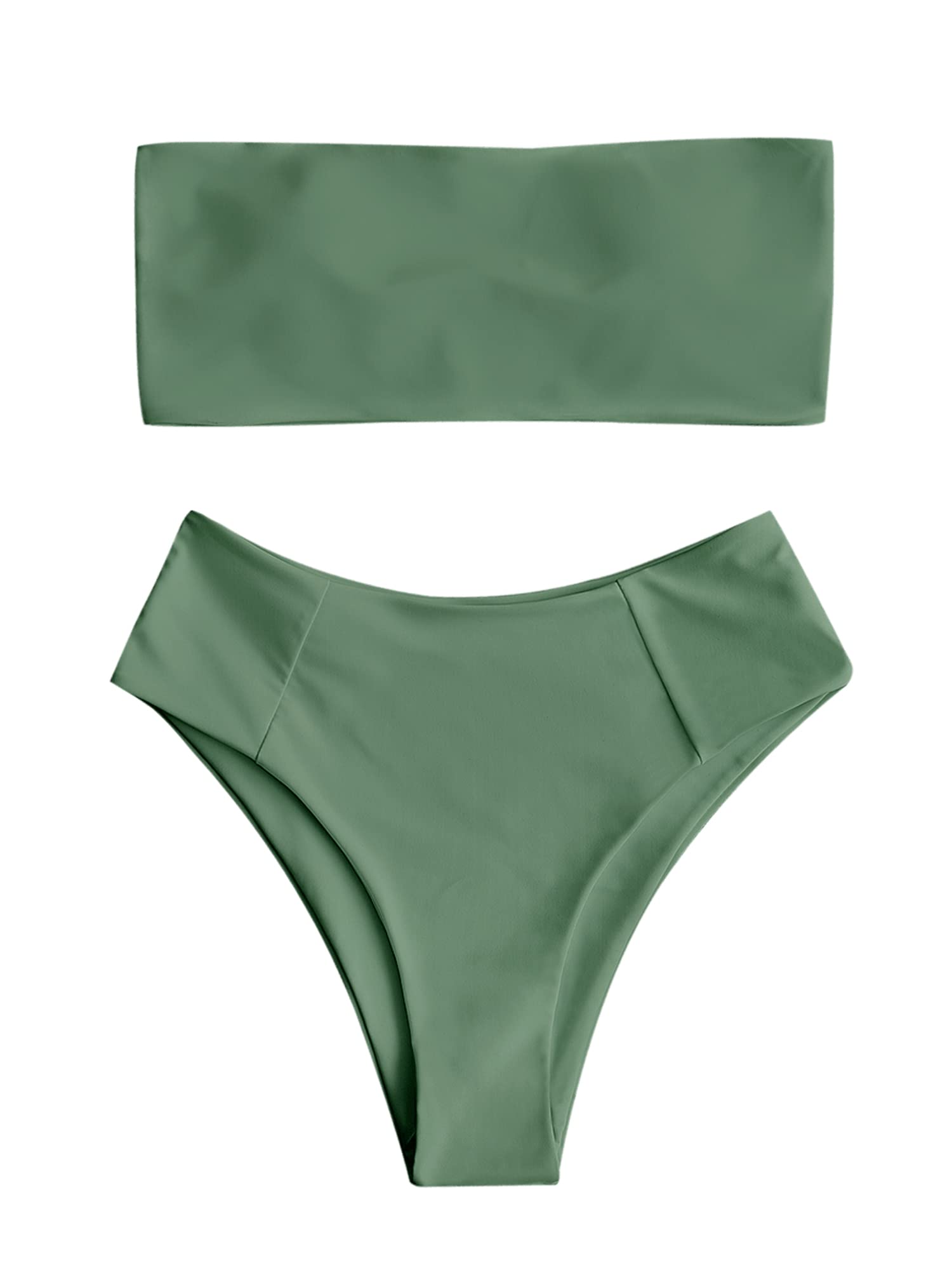 Foto 2 pulgar | Conjunto De Bikini Zaful Bandeau De Corte Alto Para Mujer  Color Verde Militar  Talla M - Venta Internacional.