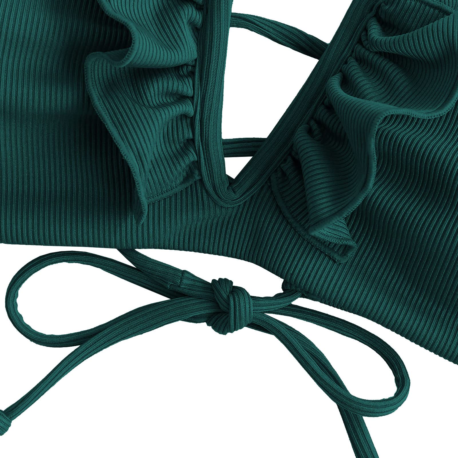 Foto 4 pulgar | Conjunto De Bikini Zaful Para Mujer  Sin Tirantes  Acanalado En V  Con Cable  Color Pavo Real - Venta Internacional.