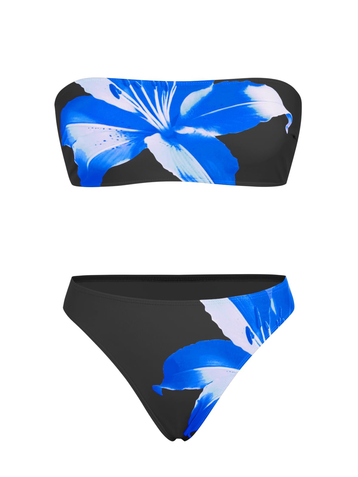 Foto 4 pulgar | Traje De Baño Zaful Para Mujer  3 Piezas  Tipo Bandeau Con Estampado Floral  Color Azul S - Venta Internacional.