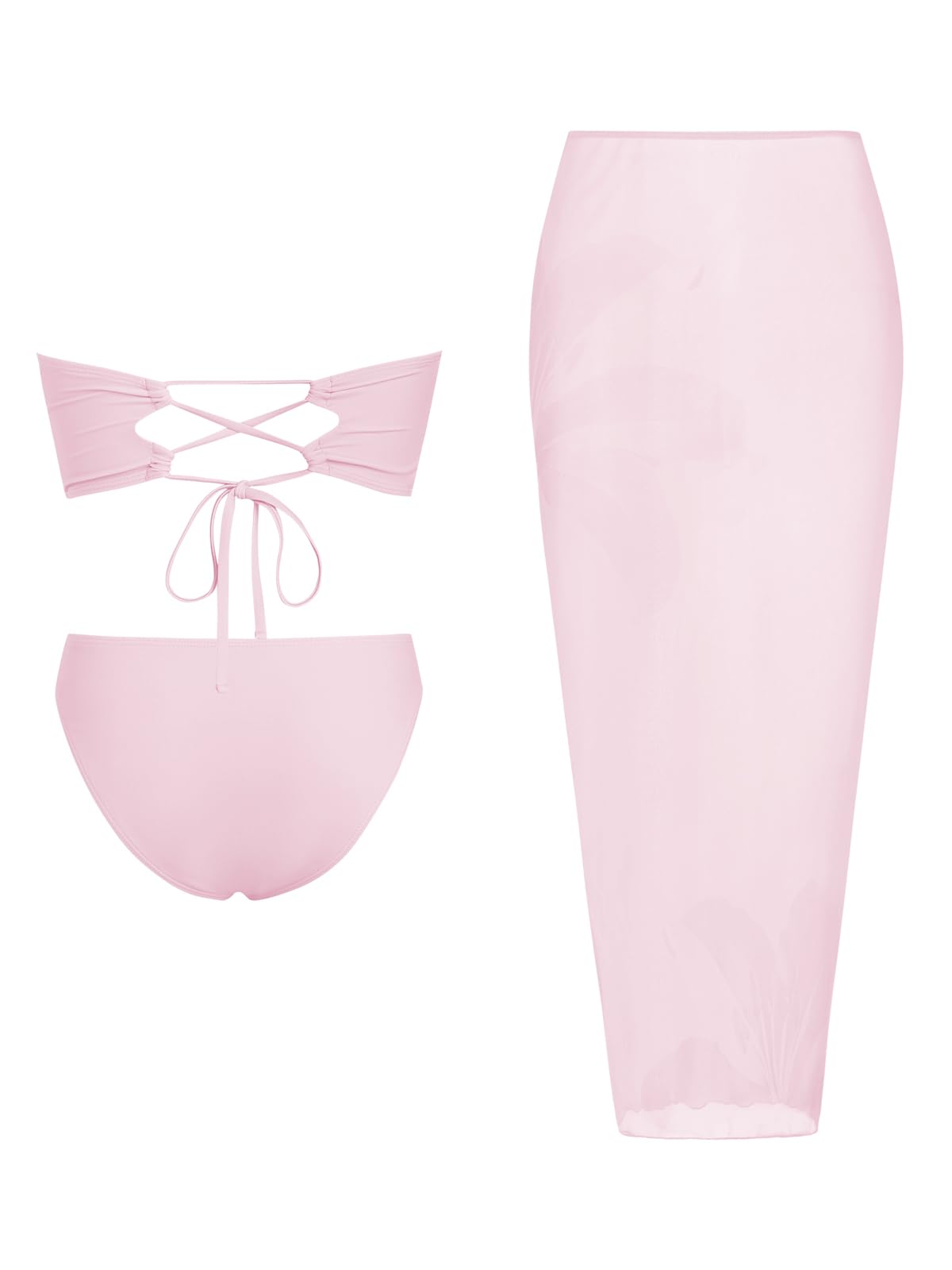 Foto 3 pulgar | Traje De Baño Zaful Para Mujer  3 Piezas  Tipo Bandeau Con Estampado Floral  Color Rosa S - Venta Internacional.