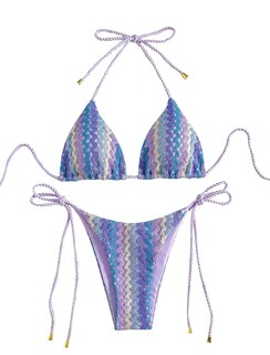 Foto 1 | Bikini Zaful De 2 Piezas Con Cuerda De Punto Triangular Color Morado Talla M Para Mujer - Venta Internacional.