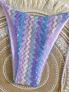 Foto 4 | Bikini Zaful De 2 Piezas Con Cuerda De Punto Triangular Color Morado Talla M Para Mujer - Venta Internacional.
