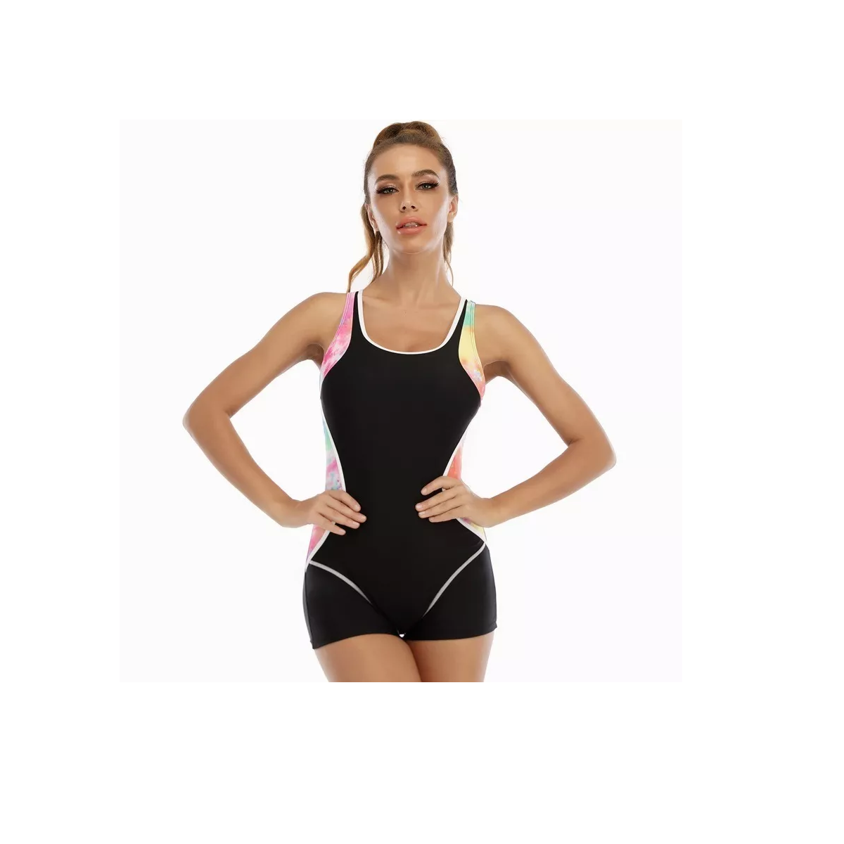 Foto 4 pulgar | Traje De Baño Enterizo Deportivo Para Mujer Talla L Eo Safe Imports Esi-16252 Multicolor