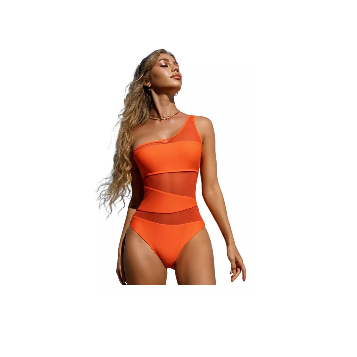 Foto 2 pulgar | Traje De Baño Color Sólido Un Hombro Talla: M Eo Safe Imports Esi-18370 Naranja