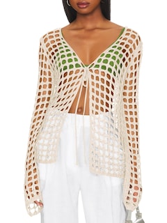 Foto 1 | Traje De Baño Cover Up Saodimallsu Para Mujer 2024, Ganchillo, Color Blanco Cremoso - Venta Internacional.