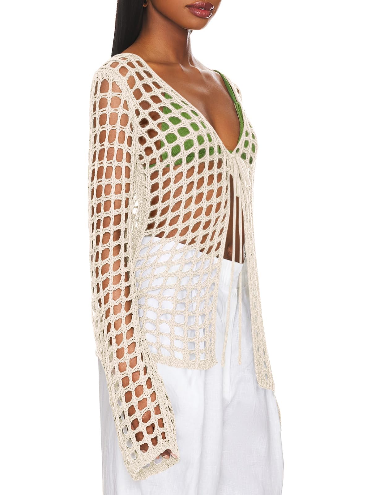 Foto 3 pulgar | Traje De Baño Cover Up Saodimallsu Para Mujer 2024, Ganchillo, Color Blanco Cremoso - Venta Internacional.