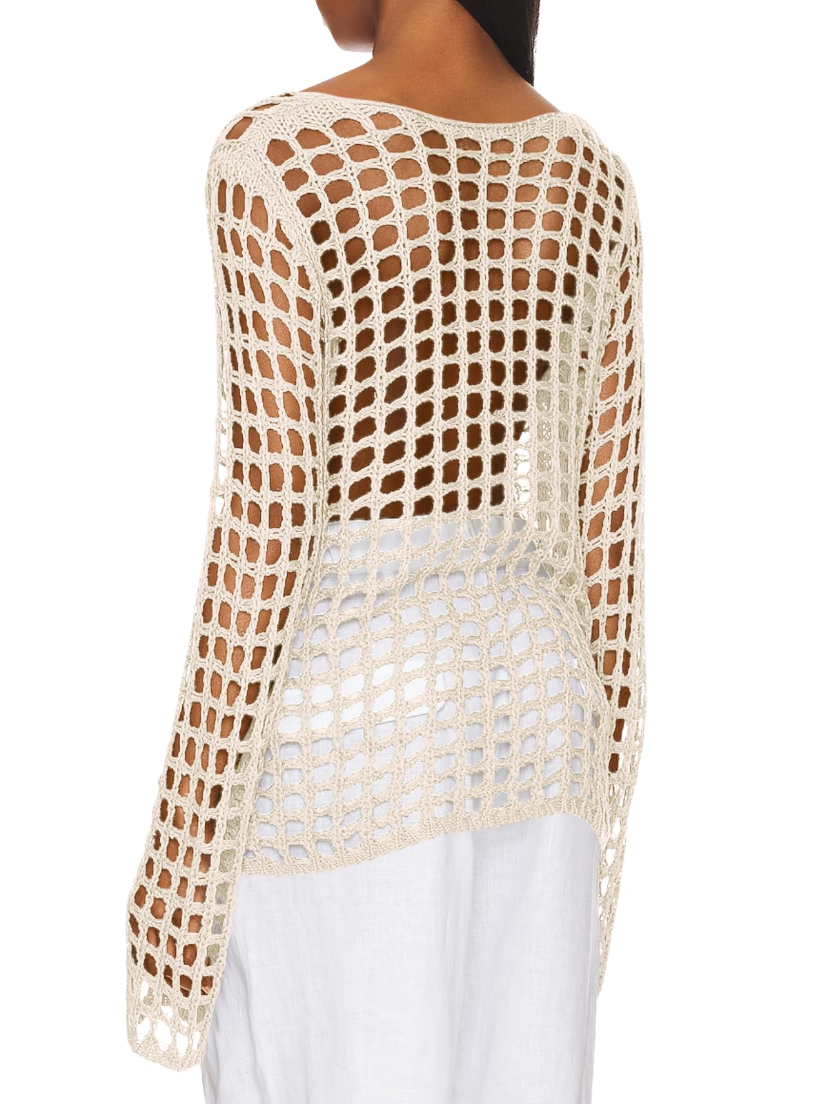 Foto 4 pulgar | Traje De Baño Cover Up Saodimallsu Para Mujer 2024, Ganchillo, Color Blanco Cremoso - Venta Internacional.