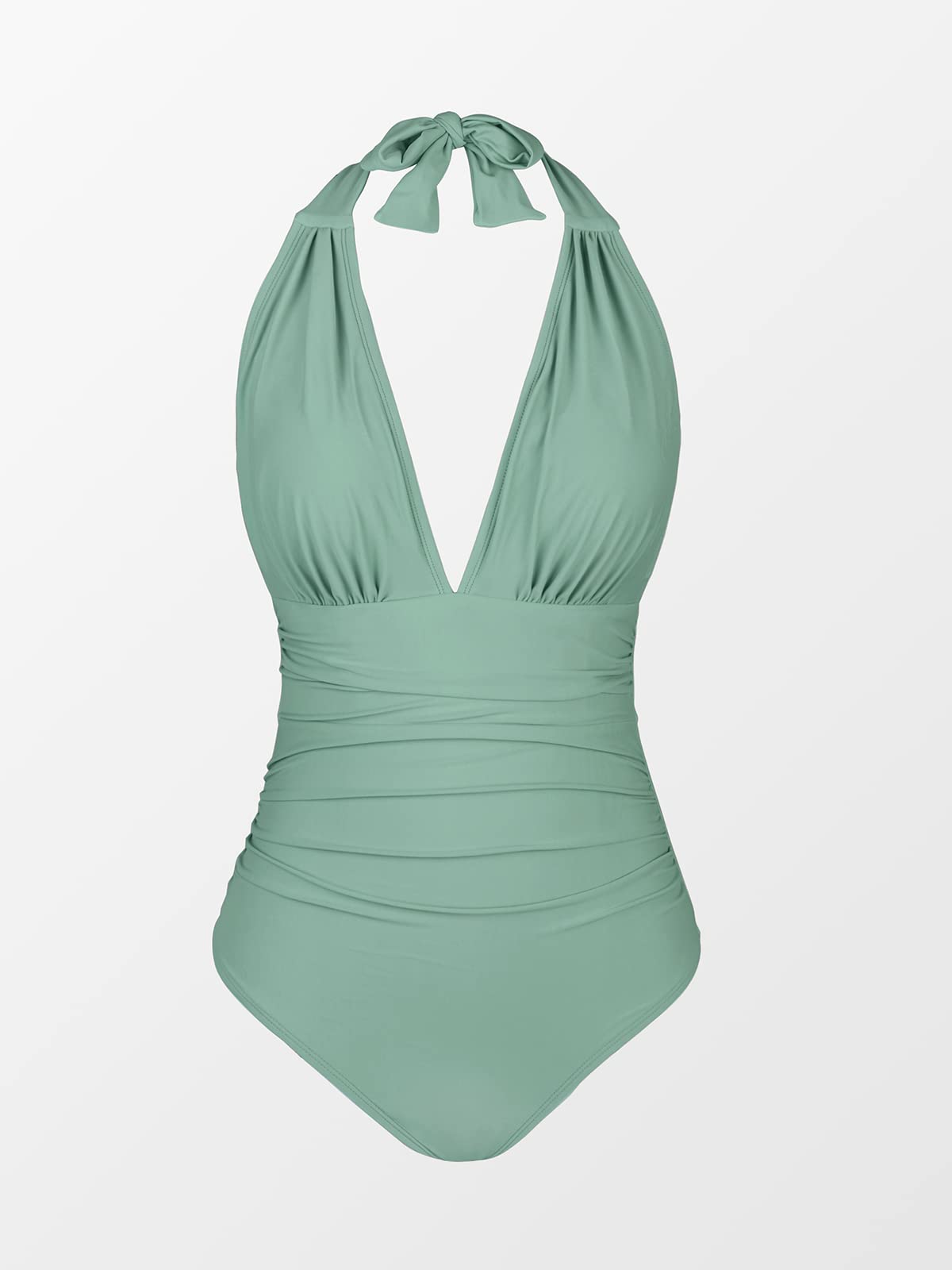 Foto 5 pulgar | Traje De Baño De Una Pieza Cupshe Con Cuello En V, Halter, Fruncido, Control De Barriga - Venta Internacional.