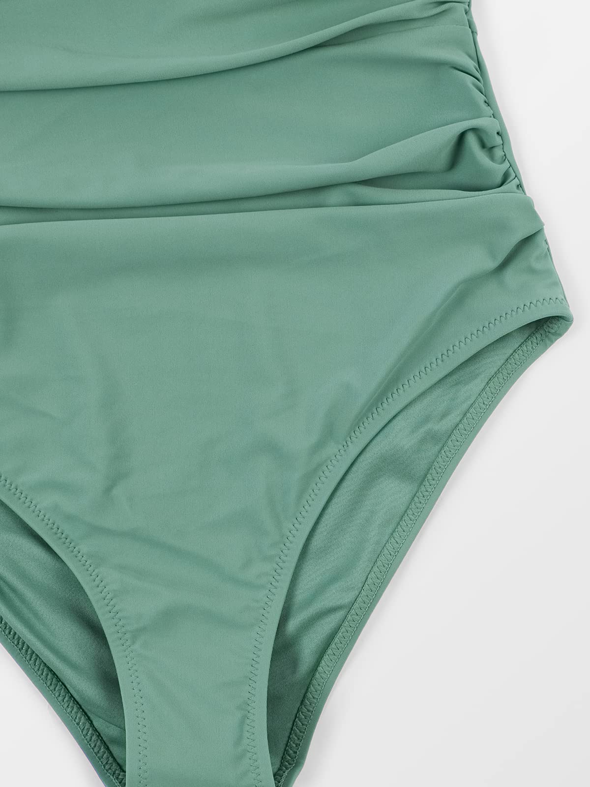 Foto 7 pulgar | Traje De Baño De Una Pieza Cupshe Con Cuello En V, Halter, Fruncido, Control De Barriga - Venta Internacional.