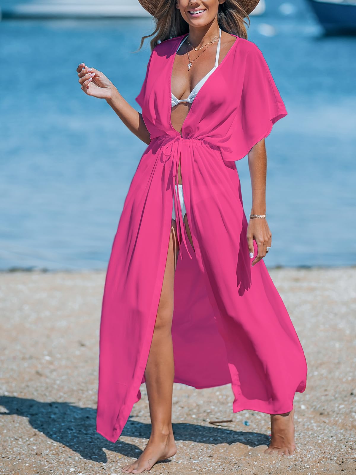 Foto 3 pulgar | Traje De Baño Tipo Kimono Cover Up Cupshe, Color Rosa Intenso, Talla L - Venta Internacional.