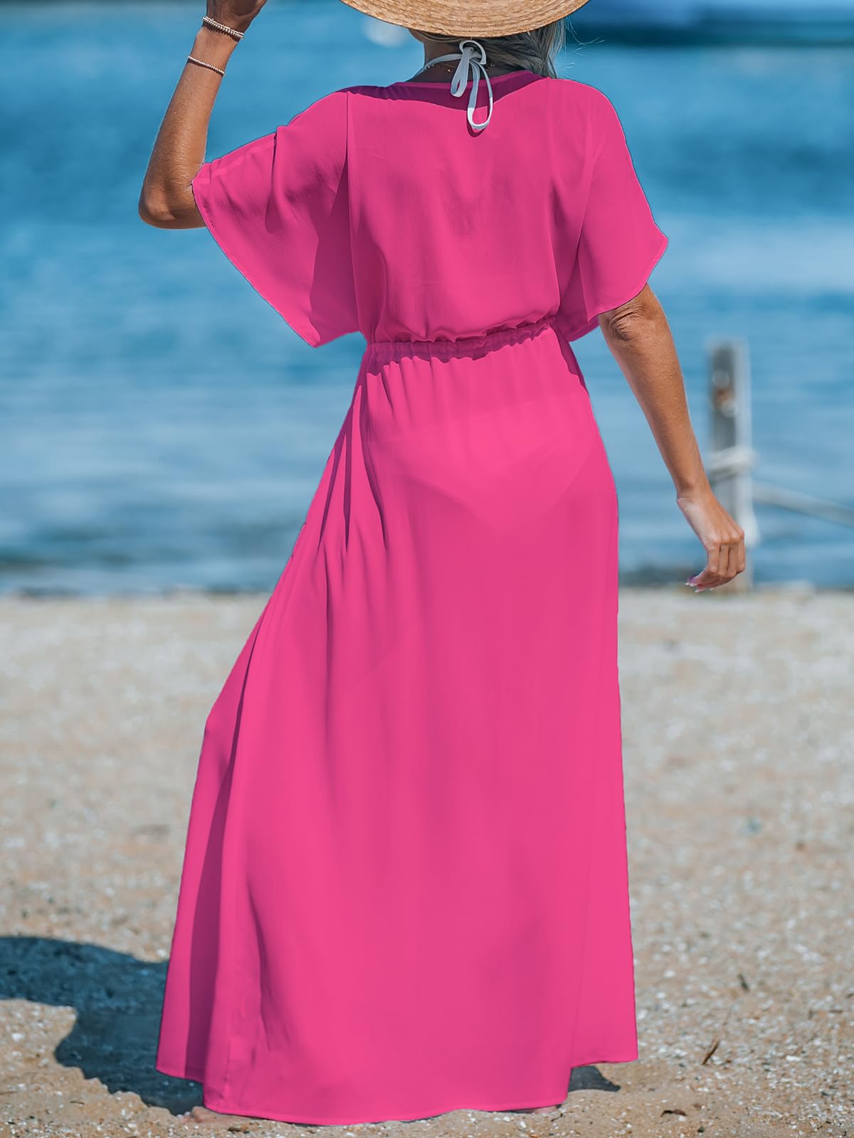 Foto 4 pulgar | Traje De Baño Tipo Kimono Cover Up Cupshe, Color Rosa Intenso, Talla L - Venta Internacional.