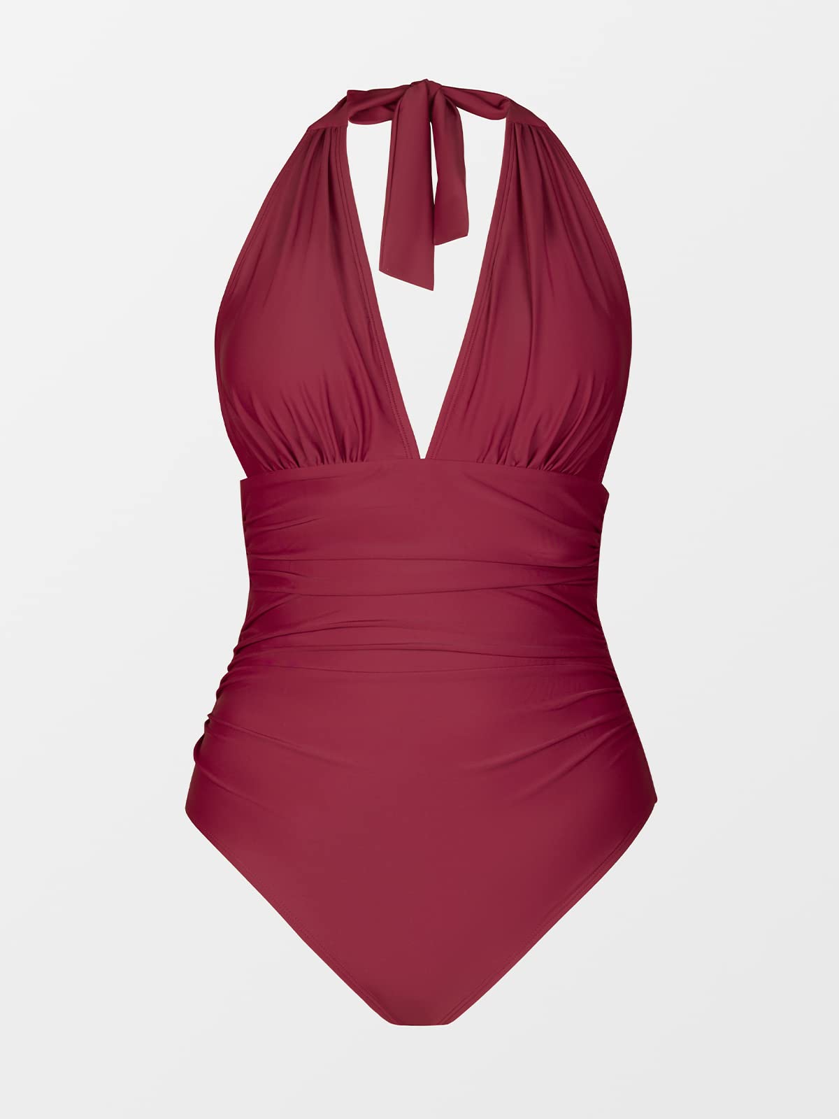 Foto 5 pulgar | Traje De Baño De Una Pieza Cupshe Con Cuello En V, Halter, Fruncido, Control De Barriga - Venta Internacional.