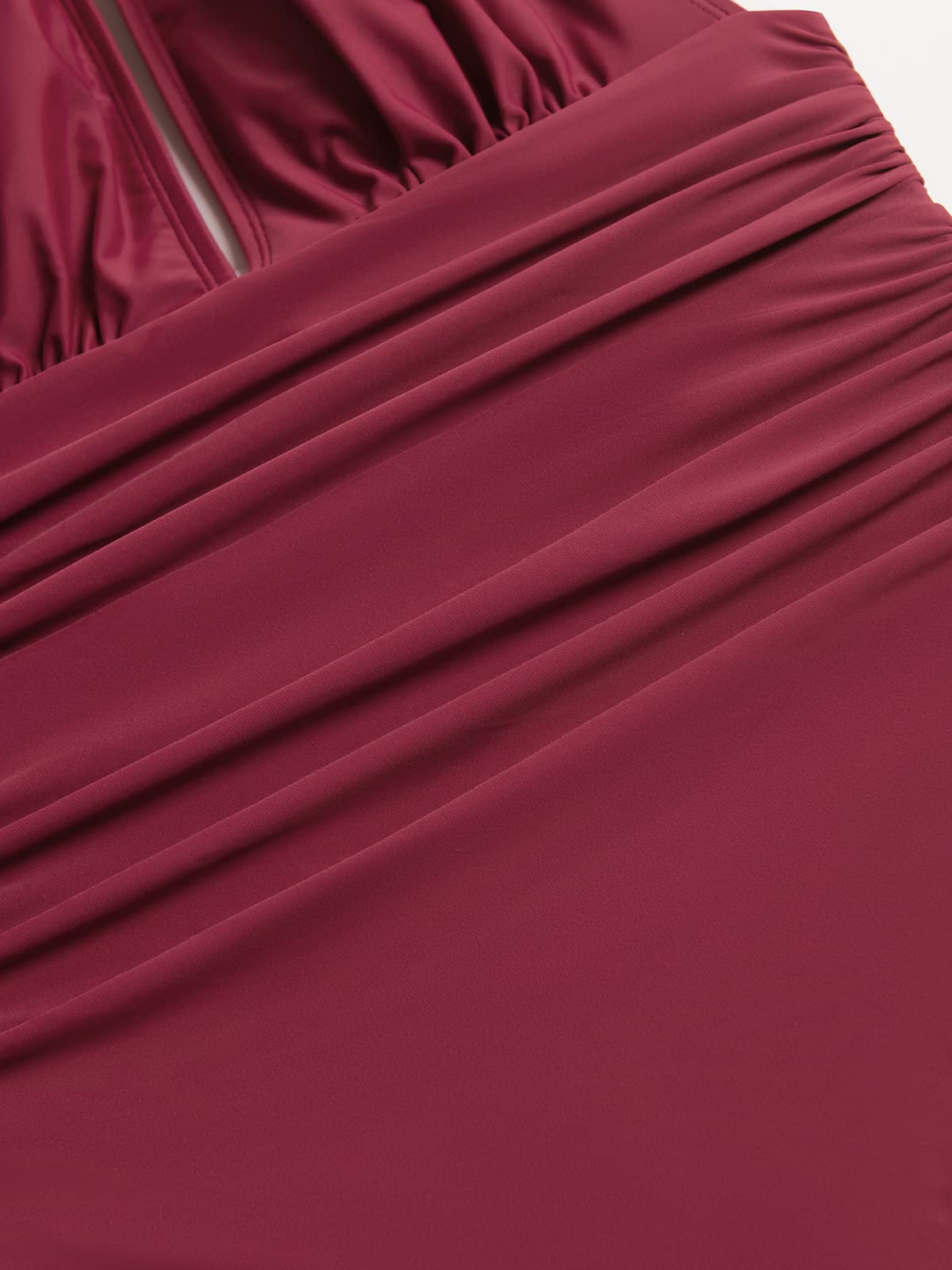 Foto 6 | Traje De Baño De Una Pieza Cupshe Con Cuello En V, Halter, Fruncido, Control De Barriga - Venta Internacional.