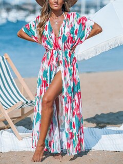 Foto 3 | Chaxi Cárdigan Largo A Rayas Con Estampado De Kimono Cupshe En La Parte Delantera Abierta - Venta Internacional.