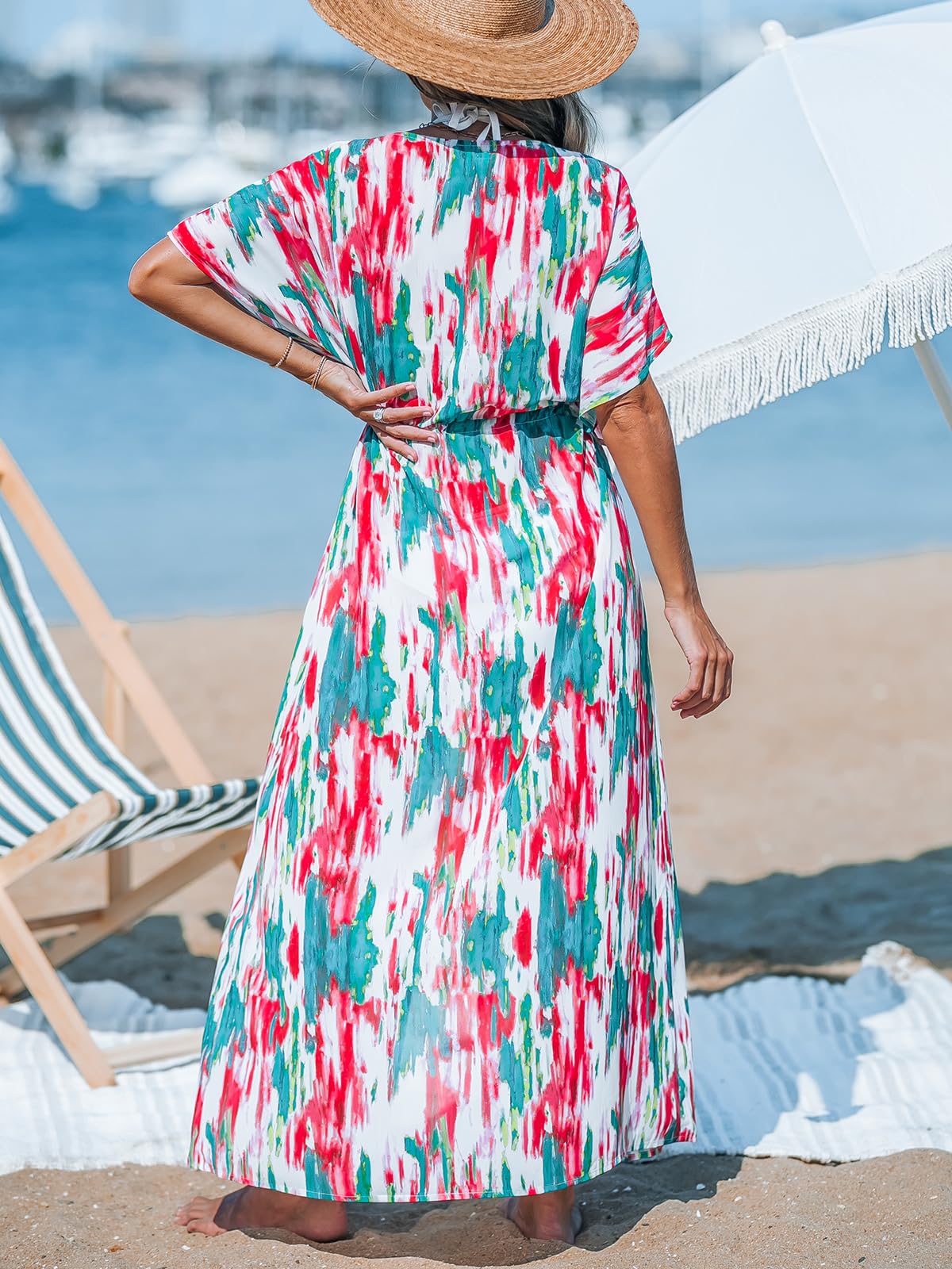 Foto 5 | Chaxi Cárdigan Largo A Rayas Con Estampado De Kimono Cupshe En La Parte Delantera Abierta - Venta Internacional.