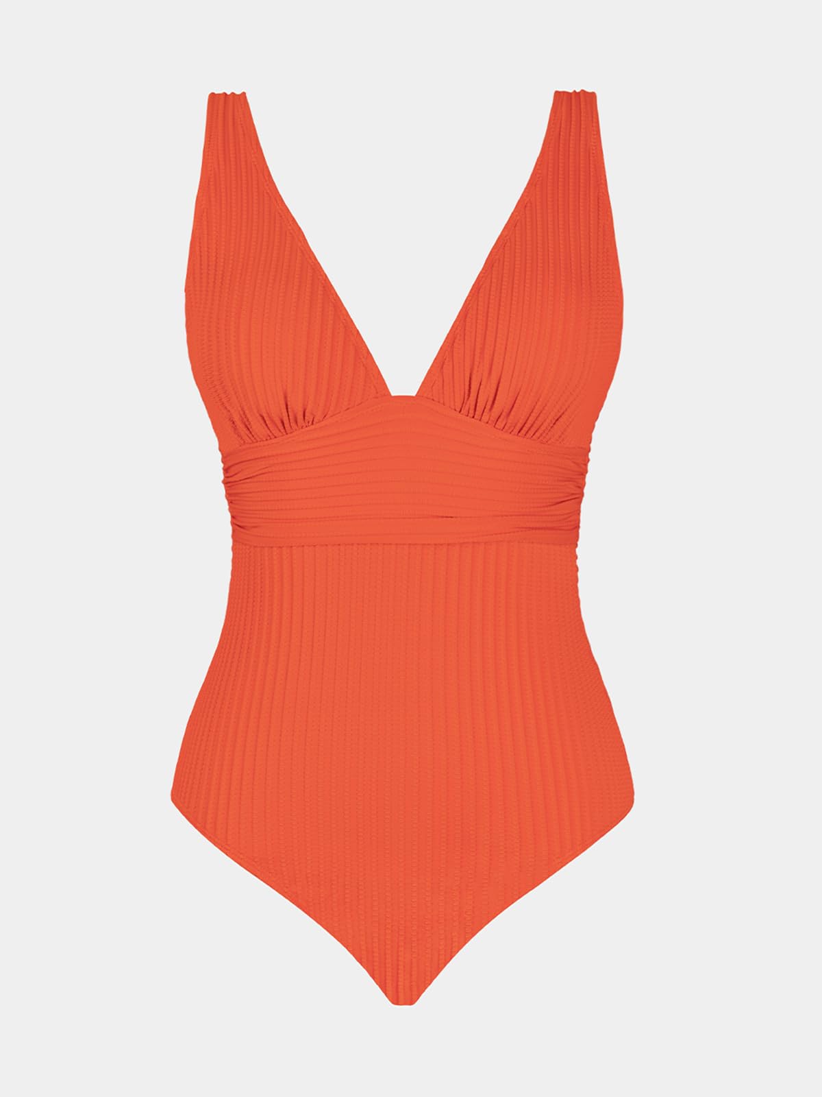 Foto 6 pulgar | Traje De Baño De Una Pieza Cupshe, Tirantes Anchos, Cuello En V, Fruncido En L, Naranja - Venta Internacional.