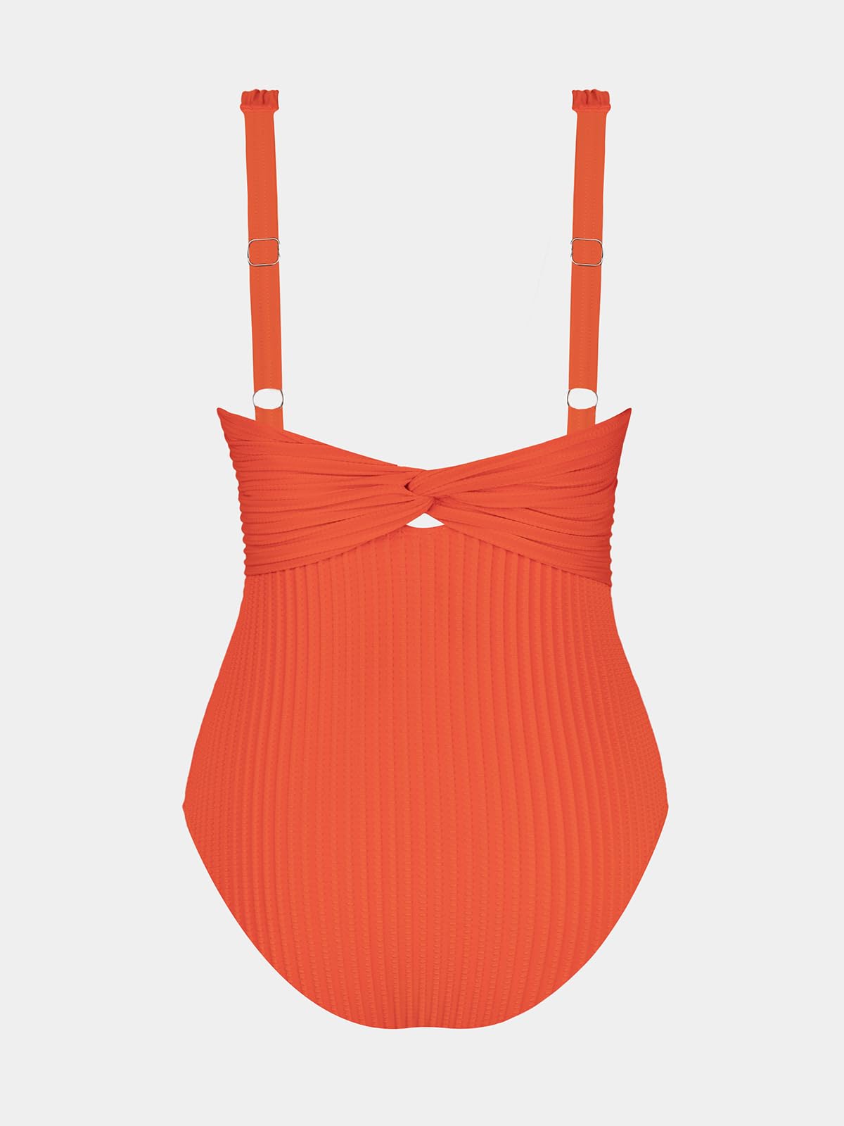 Foto 7 pulgar | Traje De Baño De Una Pieza Cupshe, Tirantes Anchos, Cuello En V, Fruncido En L, Naranja - Venta Internacional.