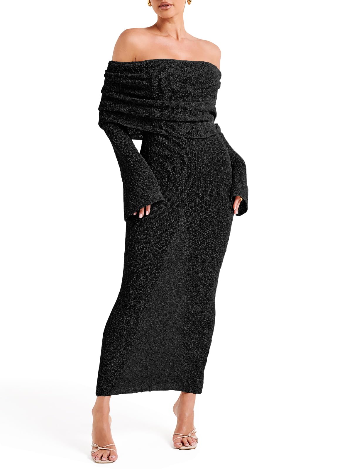 Foto 2 pulgar | Vestido Largo Saodimallsu Con Hombros Descubiertos Para Mujer, Traje De Baño - Venta Internacional.
