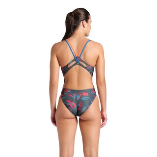 Foto 2 | Traje De Baño Arena Floral Lace Plus Back Para Mujer Gris Oscuro