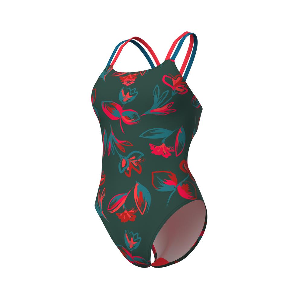 Foto 7 pulgar | Traje De Baño Arena Floral Lace Plus Back Para Mujer Gris Oscuro