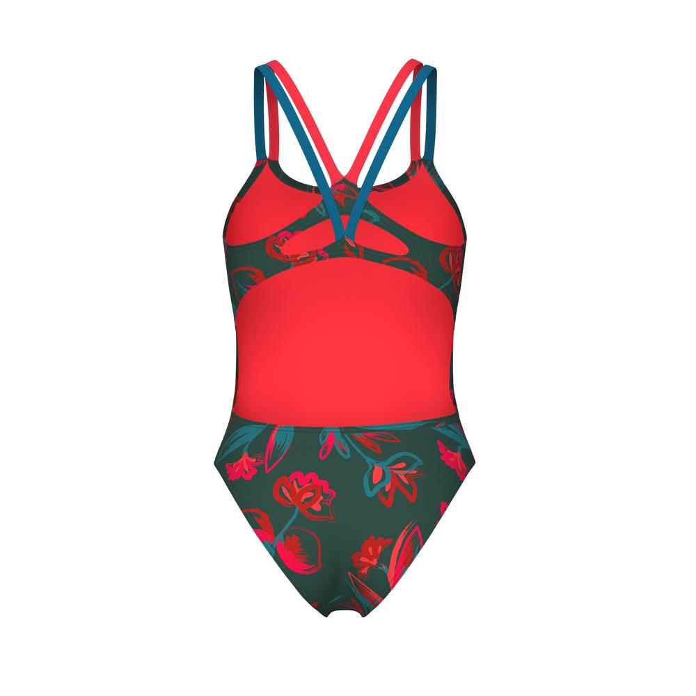 Foto 8 pulgar | Traje De Baño Arena Floral Lace Plus Back Para Mujer Gris Oscuro