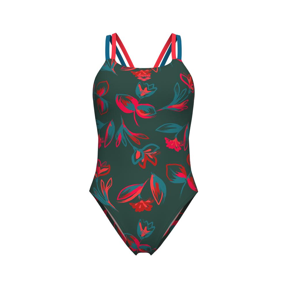 Foto 8 | Traje De Baño Arena Floral Lace Plus Back Para Mujer Gris Oscuro