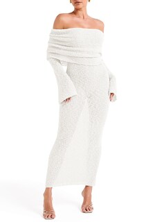 Foto 1 | Vestido Largo Saodimallsu Con Hombros Descubiertos Para Mujer, Traje De Baño - Venta Internacional.