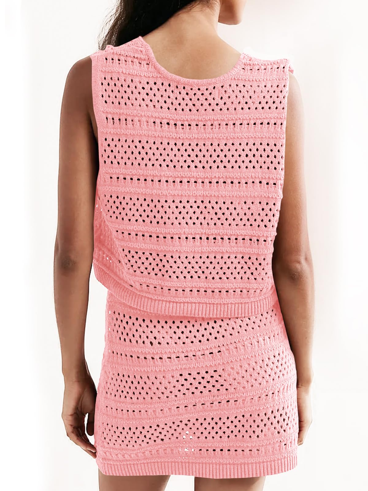 Foto 6 | Set De Baño Saodimallsu Para Mujer, Cuello En V, Tejido A Ganchillo, Rosa - Venta Internacional.