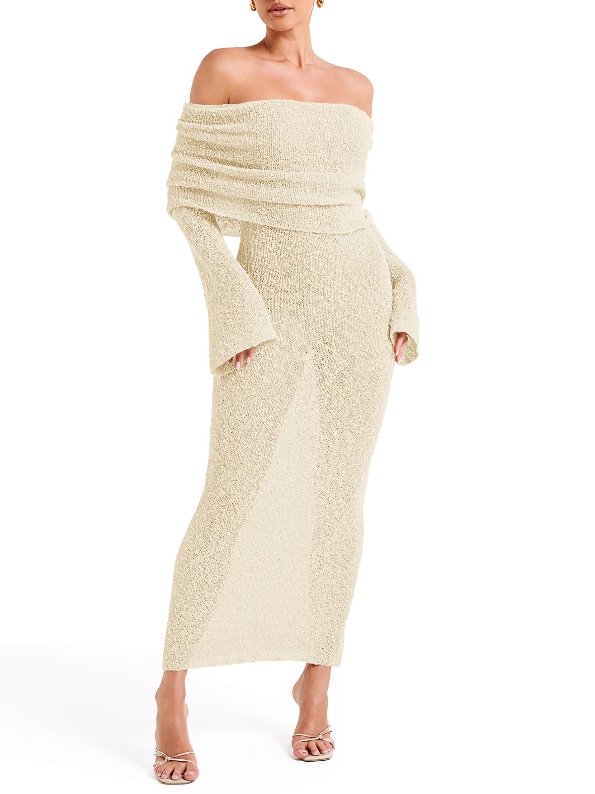 Foto 2 pulgar | Vestido Largo Saodimallsu Con Hombros Descubiertos Para Mujer, Traje De Baño - Venta Internacional.