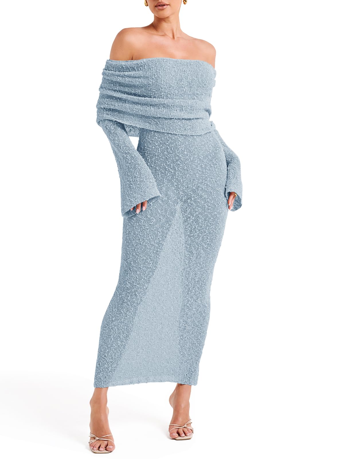 Foto 2 pulgar | Vestido Largo Saodimallsu Con Hombros Descubiertos Para Mujer, Traje De Baño - Venta Internacional.
