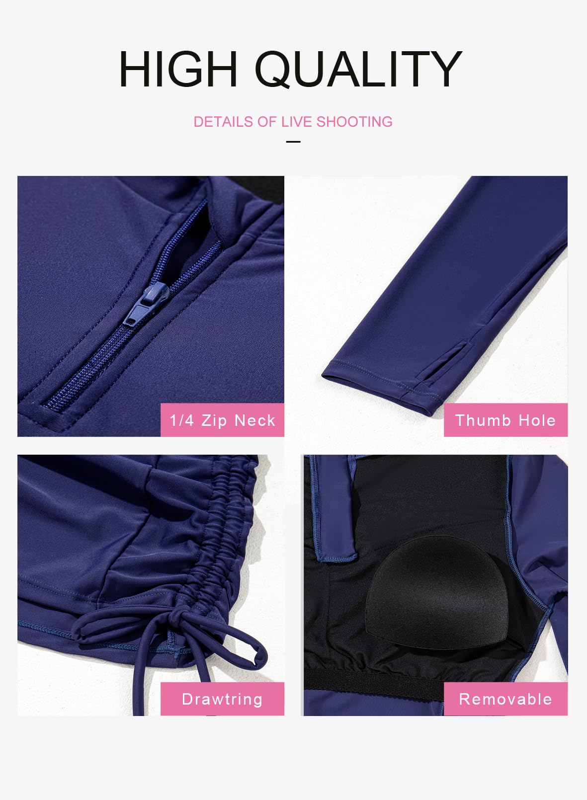 Foto 5 pulgar | Traje De Baño Dokotoo Para Mujer, Protección Solar Uv Upf 50+, Azul Marino - Venta Internacional.