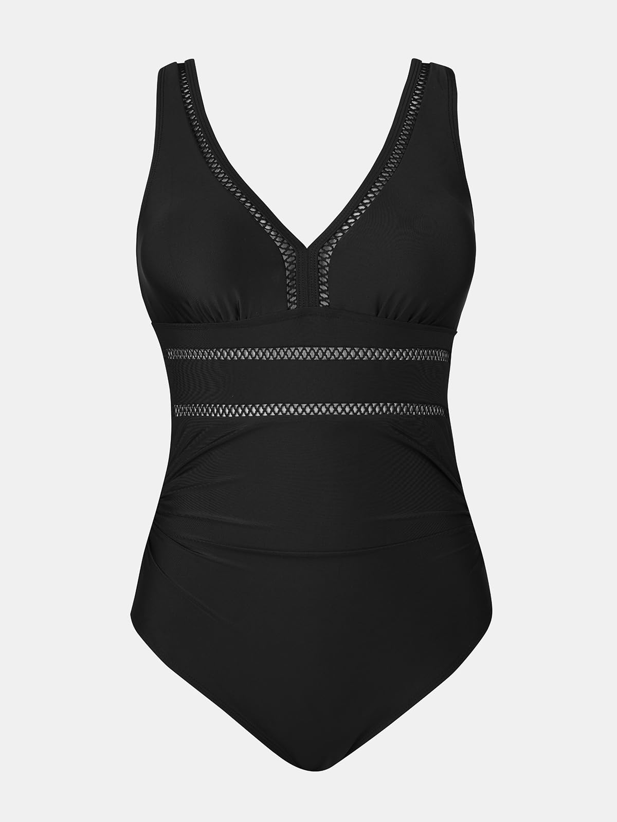 Foto 7 pulgar | Traje De Baño De Una Pieza Cupshe Con Cuello En V, Malla Fruncida, Gancho En La Espalda, Talla M - Venta Internacional.