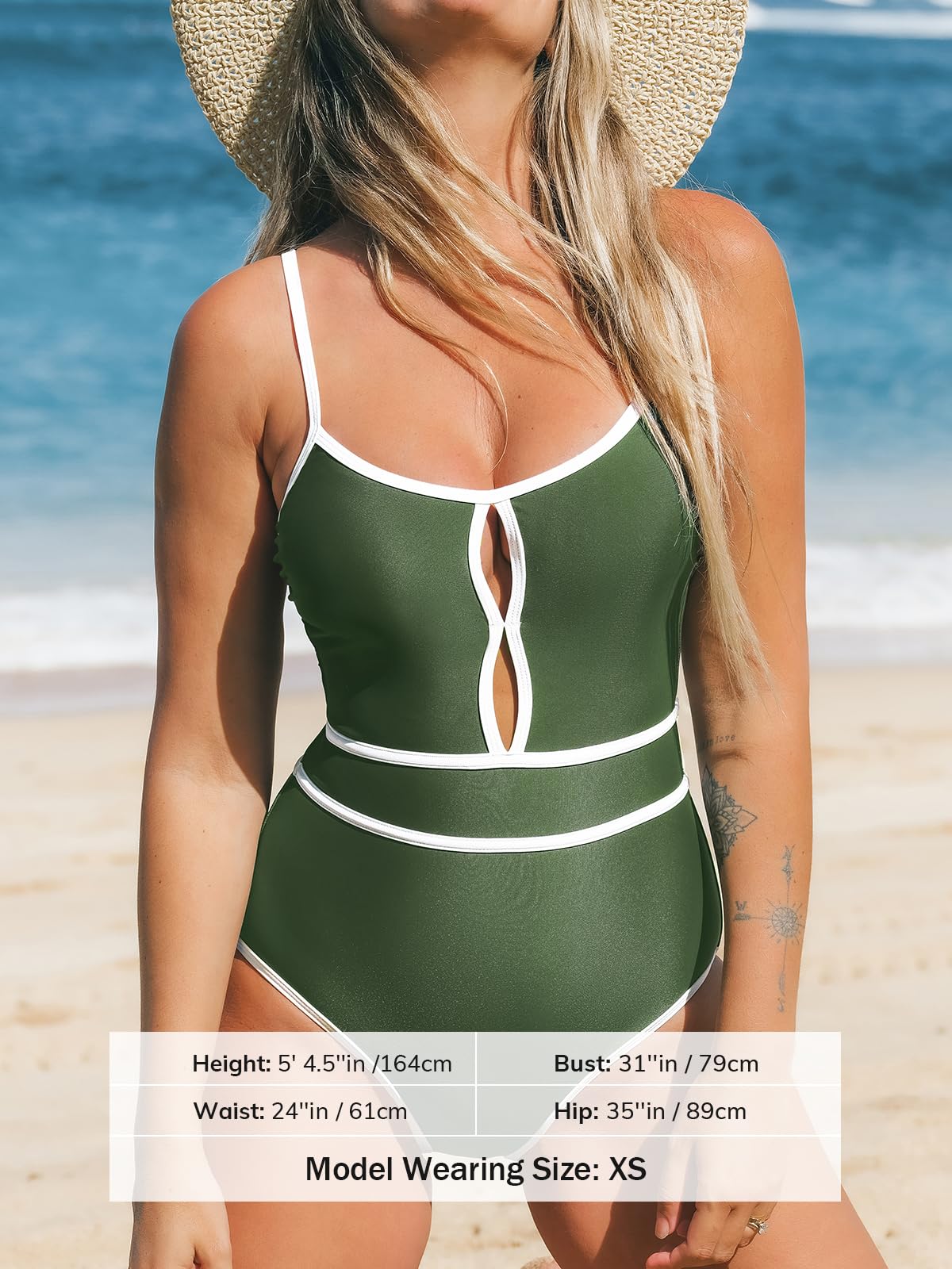 Foto 6 pulgar | Traje De Baño De Una Pieza Cupshe Con Cuello Redondo, Color Block, Para Mujer - Venta Internacional.