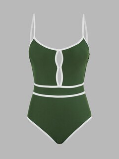 Foto 6 | Traje De Baño De Una Pieza Cupshe Con Cuello Redondo, Color Block, Para Mujer - Venta Internacional.