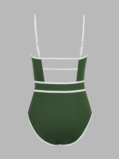 Foto 7 | Traje De Baño De Una Pieza Cupshe Con Cuello Redondo, Color Block, Para Mujer - Venta Internacional.