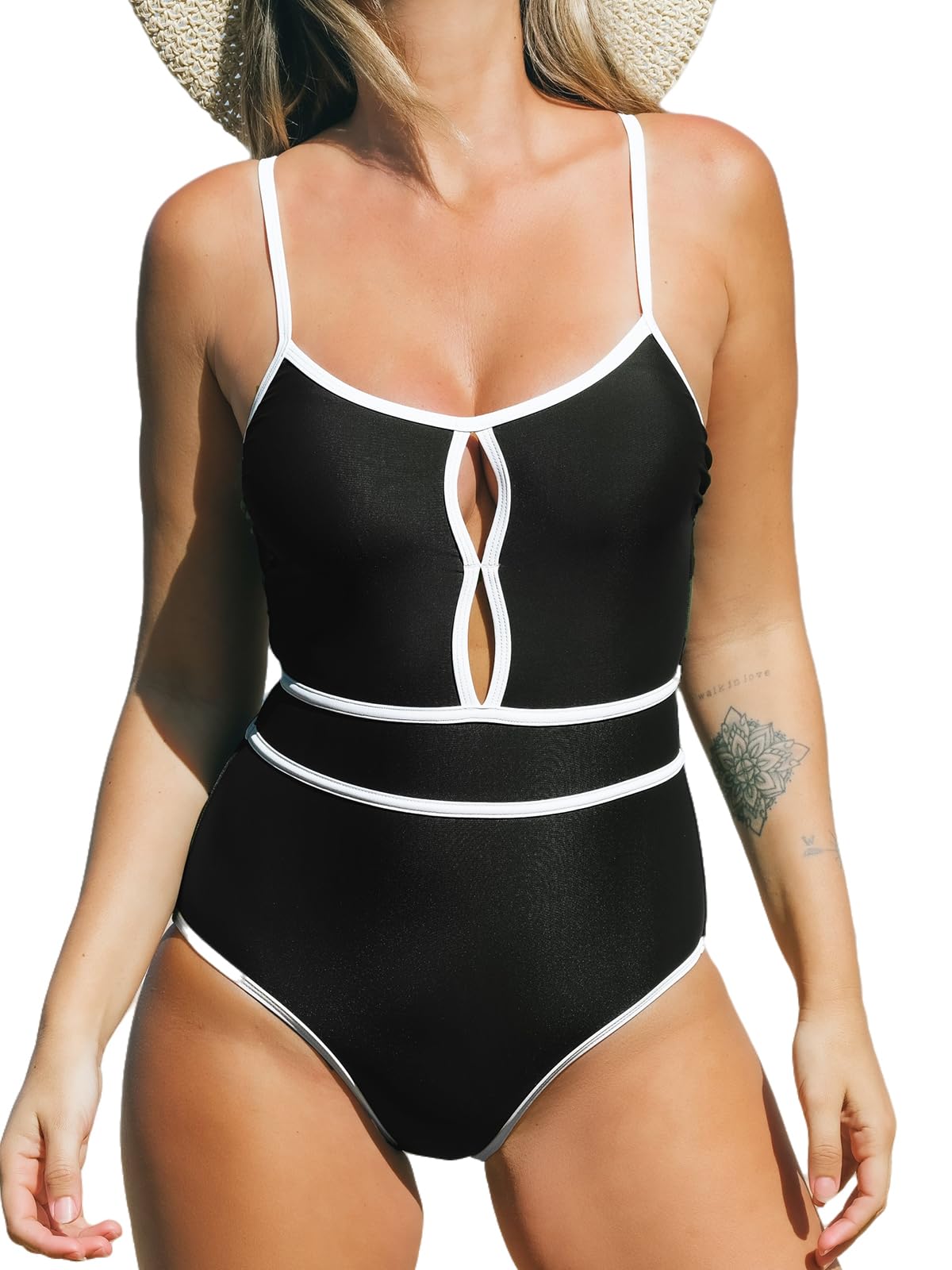 Traje De Baño De Una Pieza Cupshe Con Cuello Redondo, Color Block, Para Mujer - Venta Internacional.