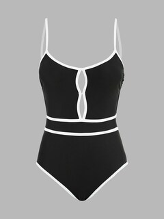 Foto 6 | Traje De Baño De Una Pieza Cupshe Con Cuello Redondo, Color Block, Para Mujer - Venta Internacional.