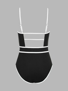 Foto 7 | Traje De Baño De Una Pieza Cupshe Con Cuello Redondo, Color Block, Para Mujer - Venta Internacional.