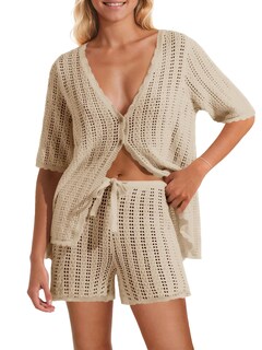 Foto 1 | Conjunto de Traje de Baño Saodimallsu Cuello V Caqui Claro - Venta Internacional