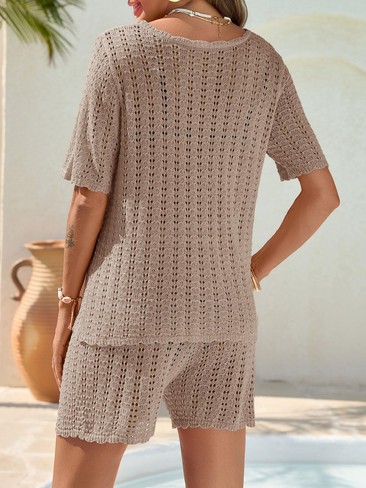 Foto 7 pulgar | Conjunto de Traje de Baño Saodimallsu con Cuello Caqui - Venta Internacional