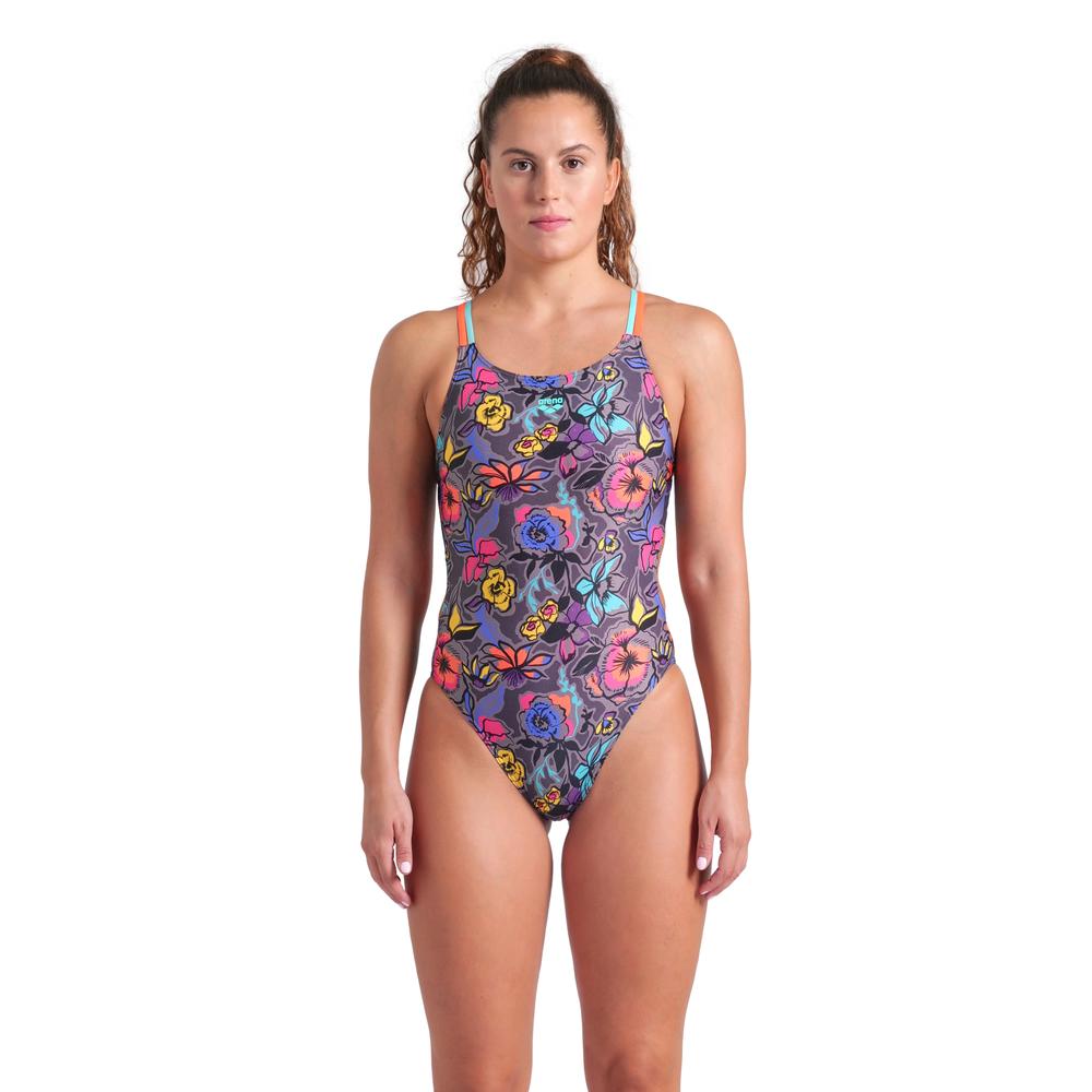 Foto 2 pulgar | Traje De Baño Arena Vivid Repeat Lace Plus Back Para Mujer Gris