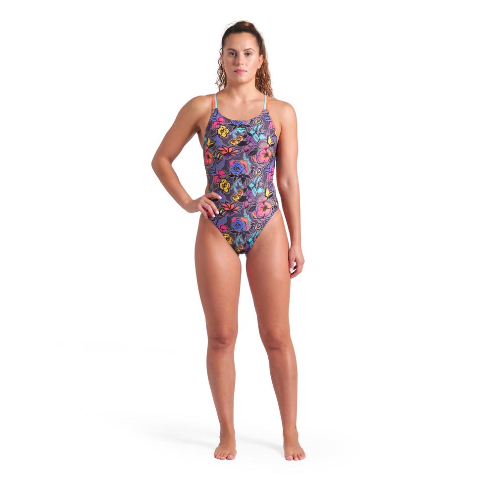Foto 4 pulgar | Traje De Baño Arena Vivid Repeat Lace Plus Back Para Mujer Gris
