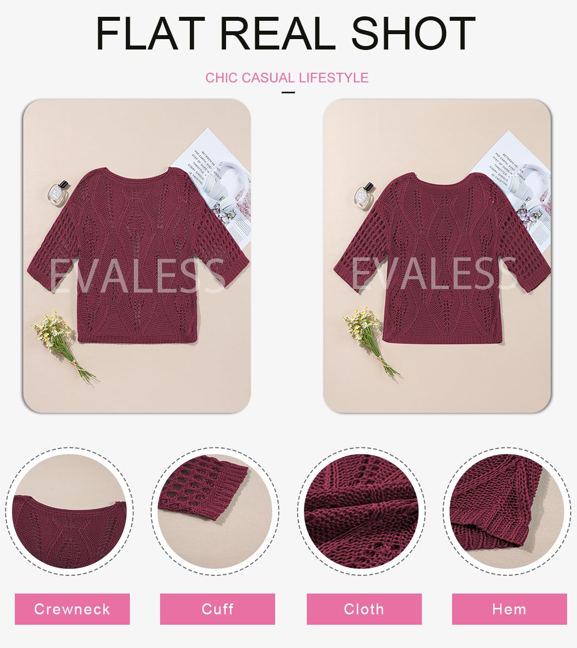 Foto 7 pulgar | Traje De Baño Cover Up Evaless - Blusas De Ganchillo Para Mujer, Color Rojo, Talla M - Venta Internacional.