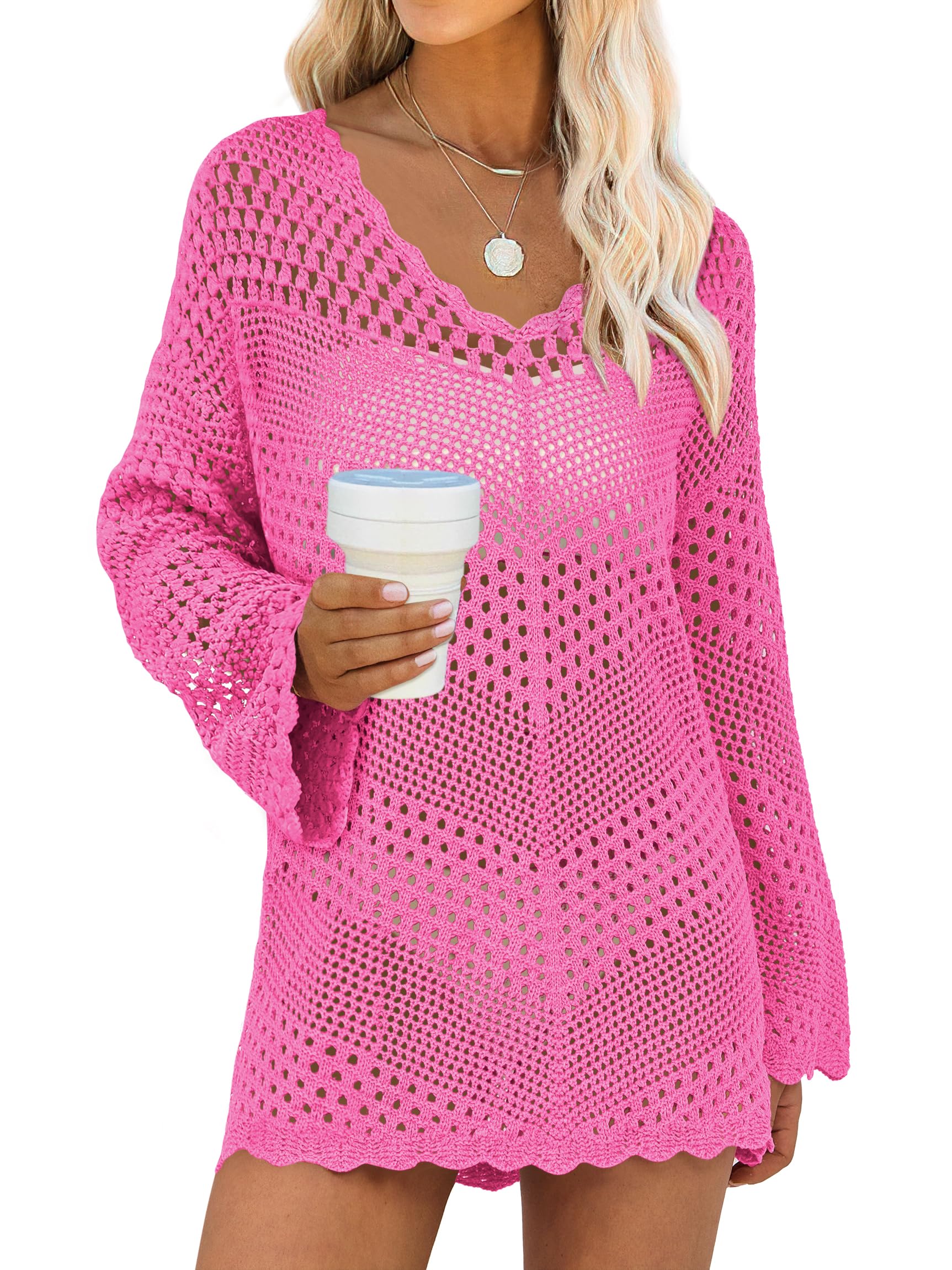 Foto 2 pulgar | Traje De Baño Anrabess, Cuello En V, Cuello En V, Tejido De Malla, Rosa Intenso - Venta Internacional.