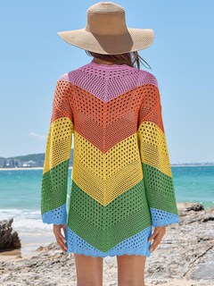 Foto 4 | Traje De Baño Anrabess De Punto De Malla Con Cuello En V Y Ganchillo Para Mujer - Venta Internacional.