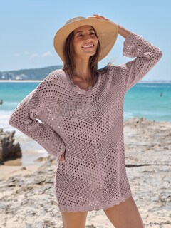 Foto 5 | Traje De Baño Cover Up Anrabess, Cuello En V, Tejido De Malla, Rosa - Venta Internacional.