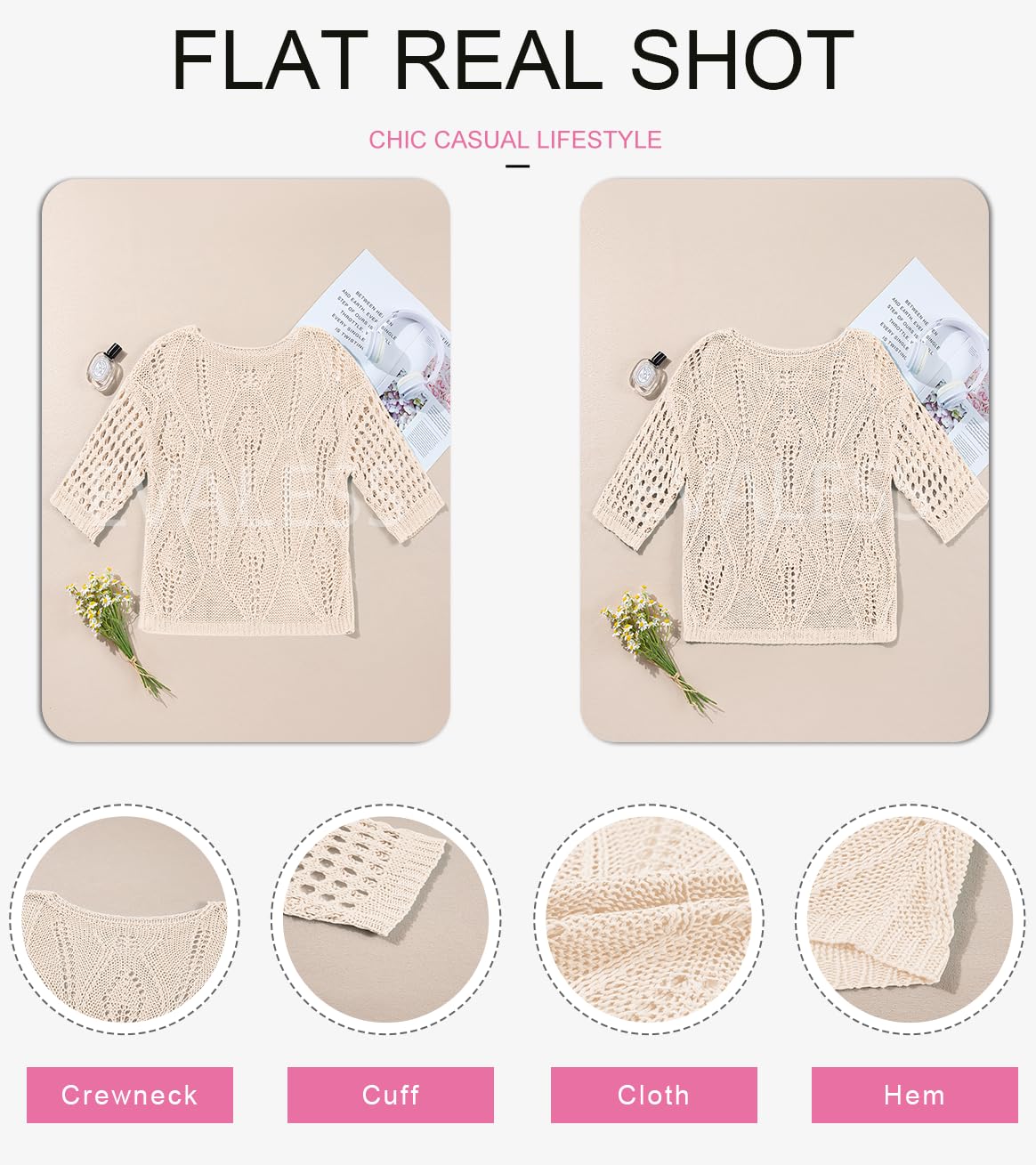 Foto 7 pulgar | Jersey Evaless Para Mujer, Tejido A Ganchillo, Hueco, Blanco, Talla Grande - Venta Internacional.