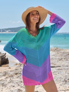Foto 5 | Traje De Baño Anrabess Vestido De Playa De Punto De Malla Con Cuello En V Y Ganchillo - Venta Internacional.
