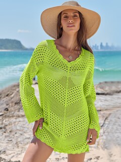 Foto 2 | Traje De Baño Cover Up Anrabess, Cuello En V, Tejido De Malla, Verde M - Venta Internacional.